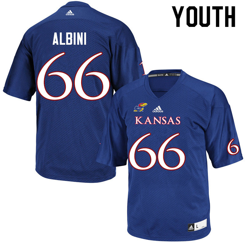 Youth #66 Geno Albini Kansas Jayhawks College Football Jerseys Sale-Royal